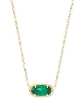 Elisa Gold Pendant Necklace in Emerald Cat's Eye
